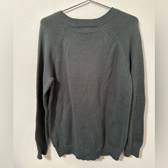 🍩EUC🍩 FOREVER 21 Knit Chunky Sweater V-Neck With Lace Up Chest - Picture 2 of 5
